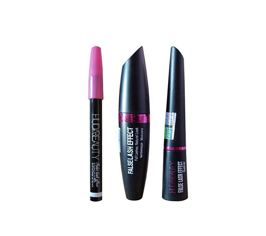 Homeoculture Huda Beauty 3 In 1  Mascara, Eyeliner, Eyebrow Pencil False Lash Effect 