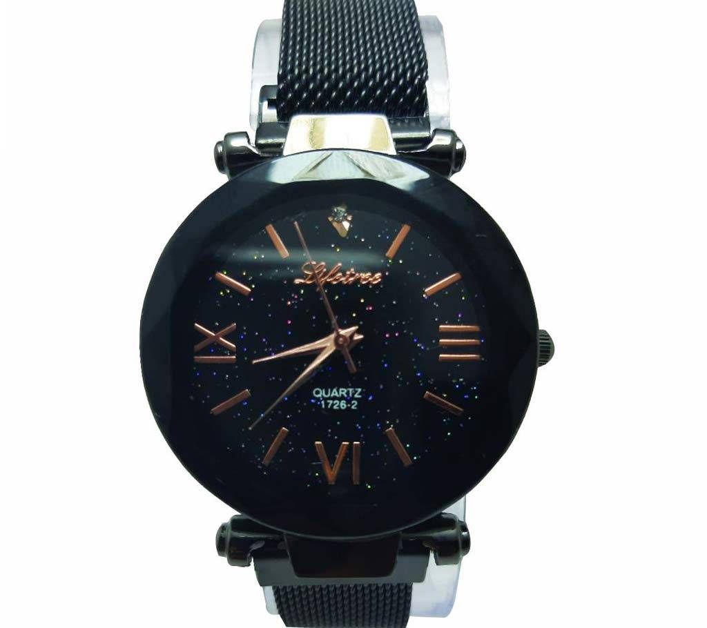Womens Starry Sky Quartz Fashionable Stylish Trendy Watch and Magnetic Mesh Band