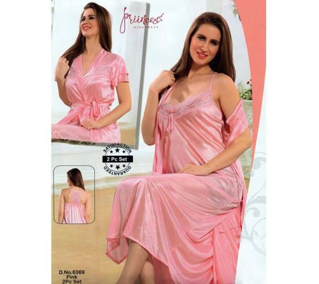 Fashionable Two Part Nighty-6369 Pink