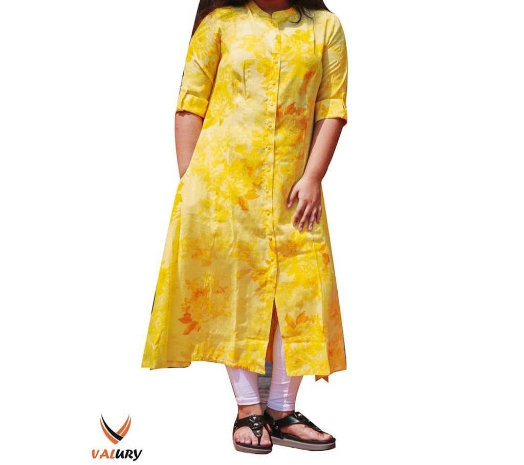 Yellow Print Long Kurti
