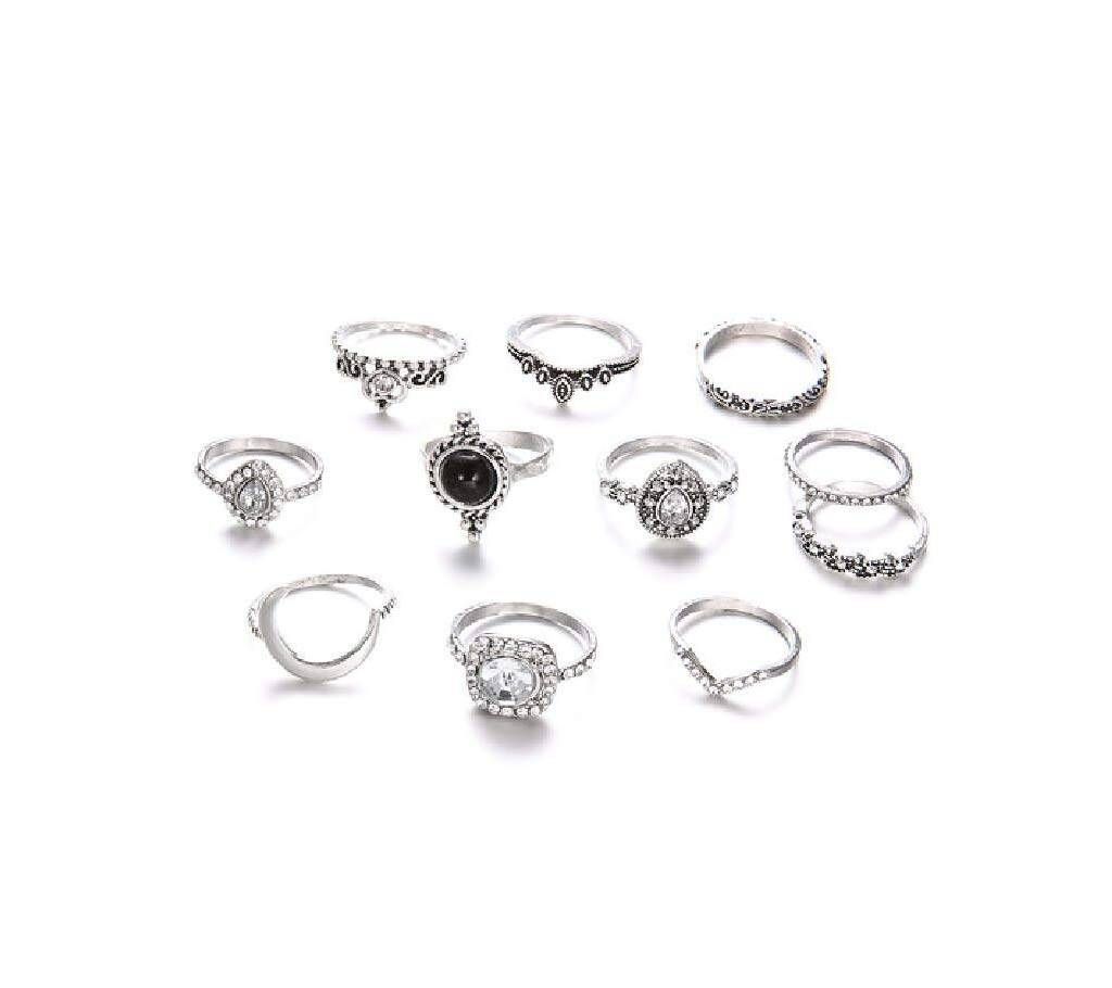 Dimond glass crystal moon ring set