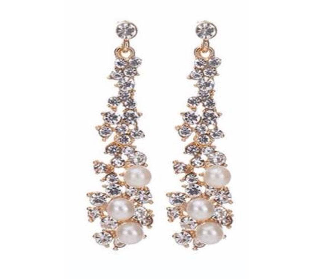 Elegant Pearl Rhinestone Dangle Chandelier Earrings