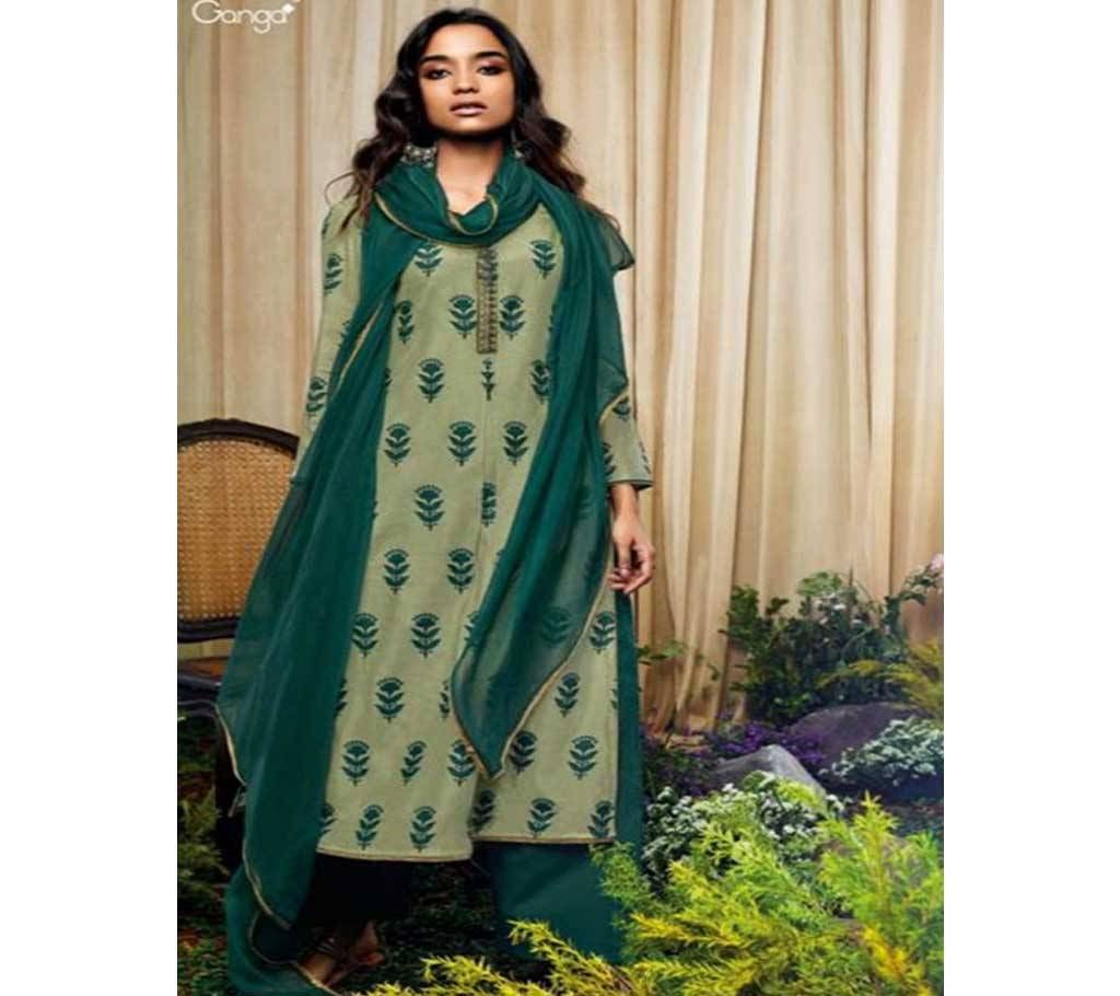 Unstitched Ganga Amoret Pure Bemberg Silk Printed - 7132 - SST