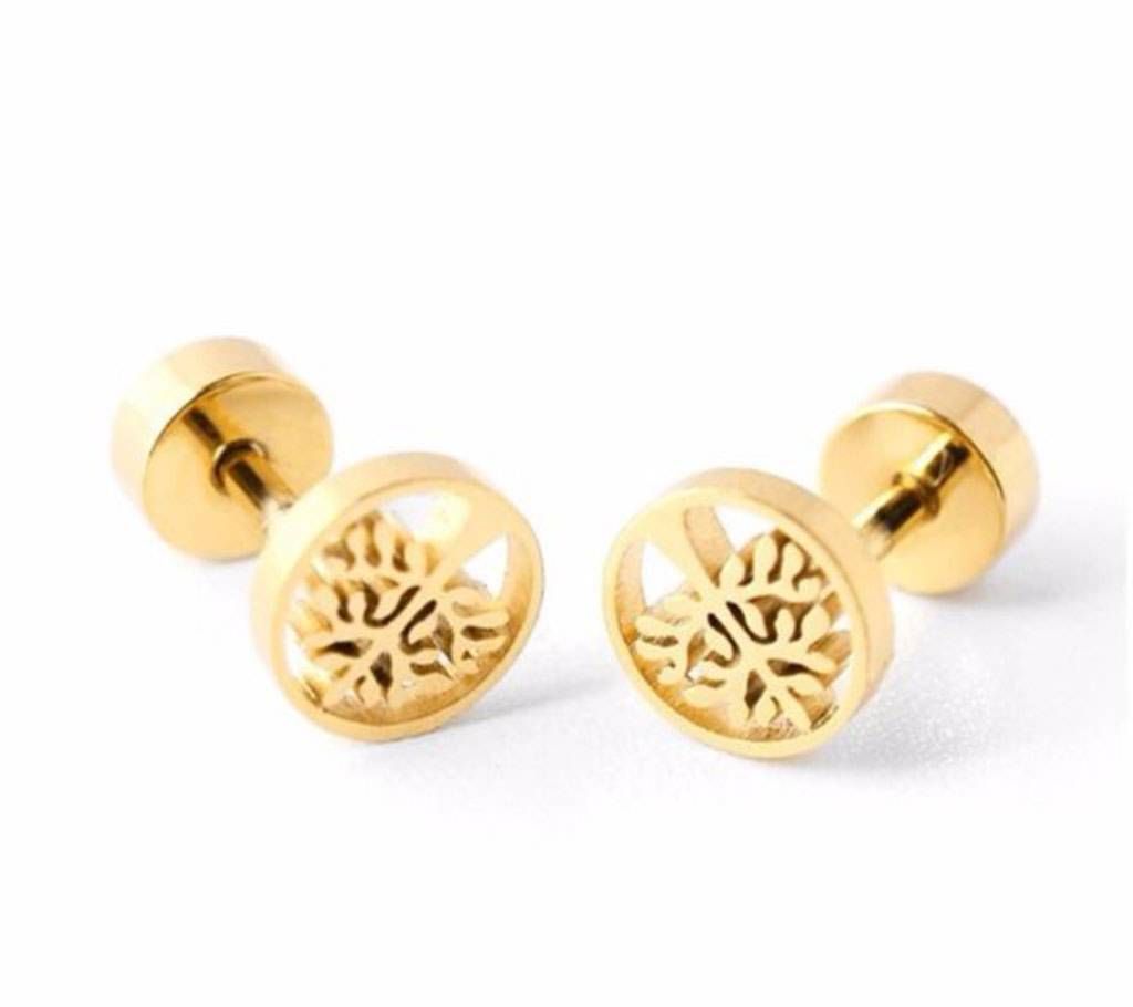 Simple Cute Mini Stainless Steel Round Hollow  Stud Earrings