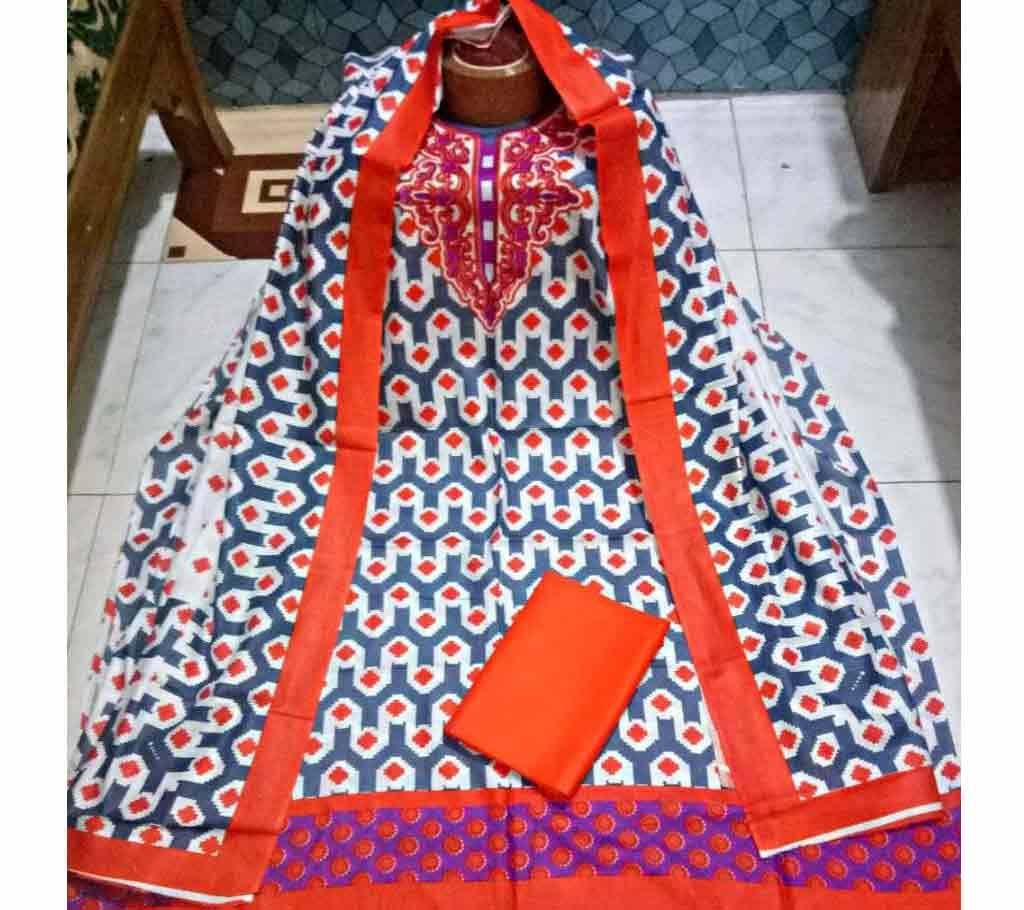 Unstitched Star Cotton print 3 pice - 011 - 0WS