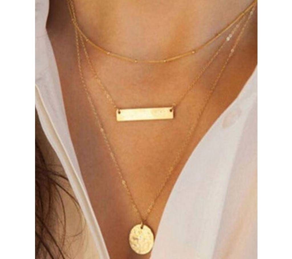 Charm 3 Layer Choker Bib Necklace