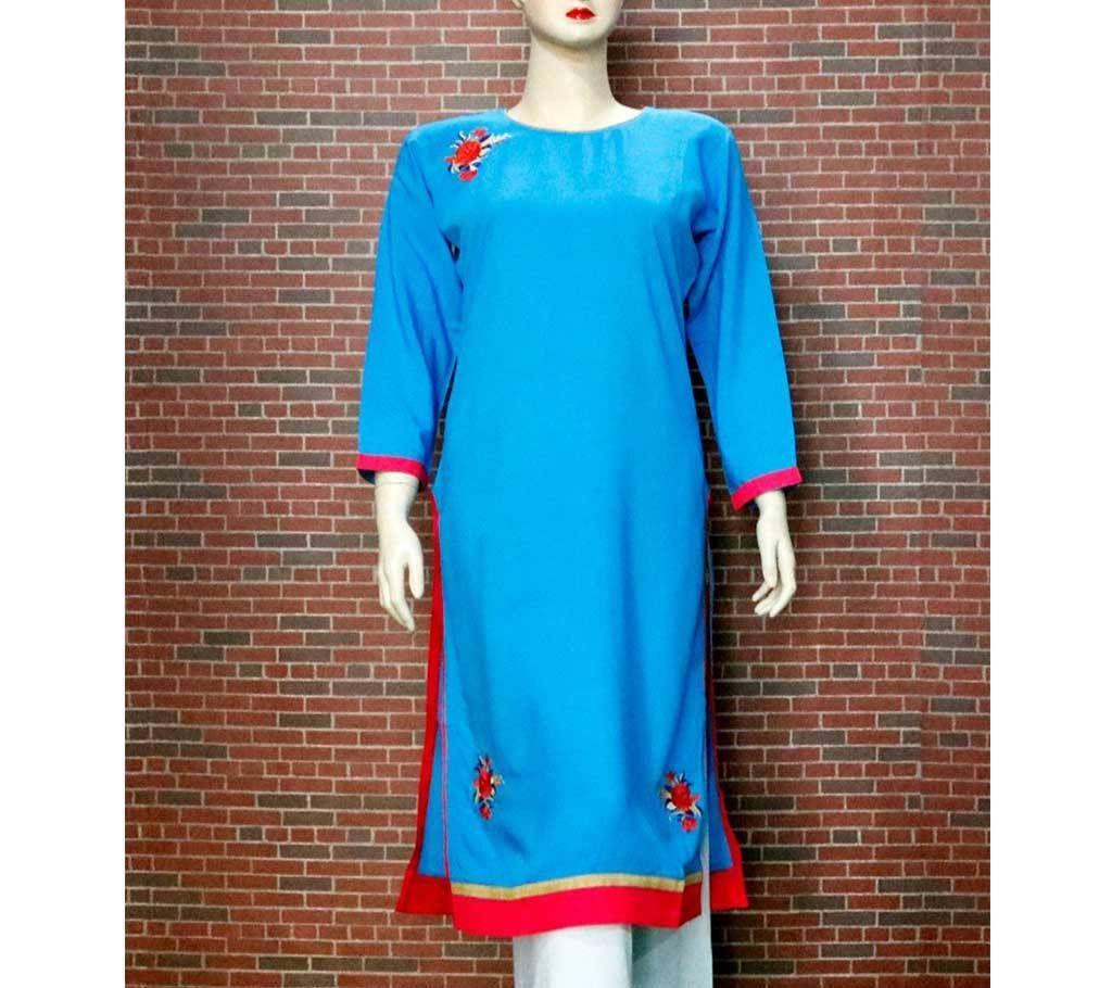 Full Sleeve Embroidery Printed Single Kameez or Kurti For Women