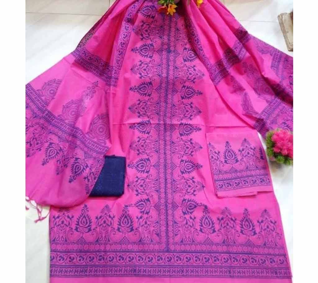 Unstitched Block Three Piece  Purple- 2038 - SVB 