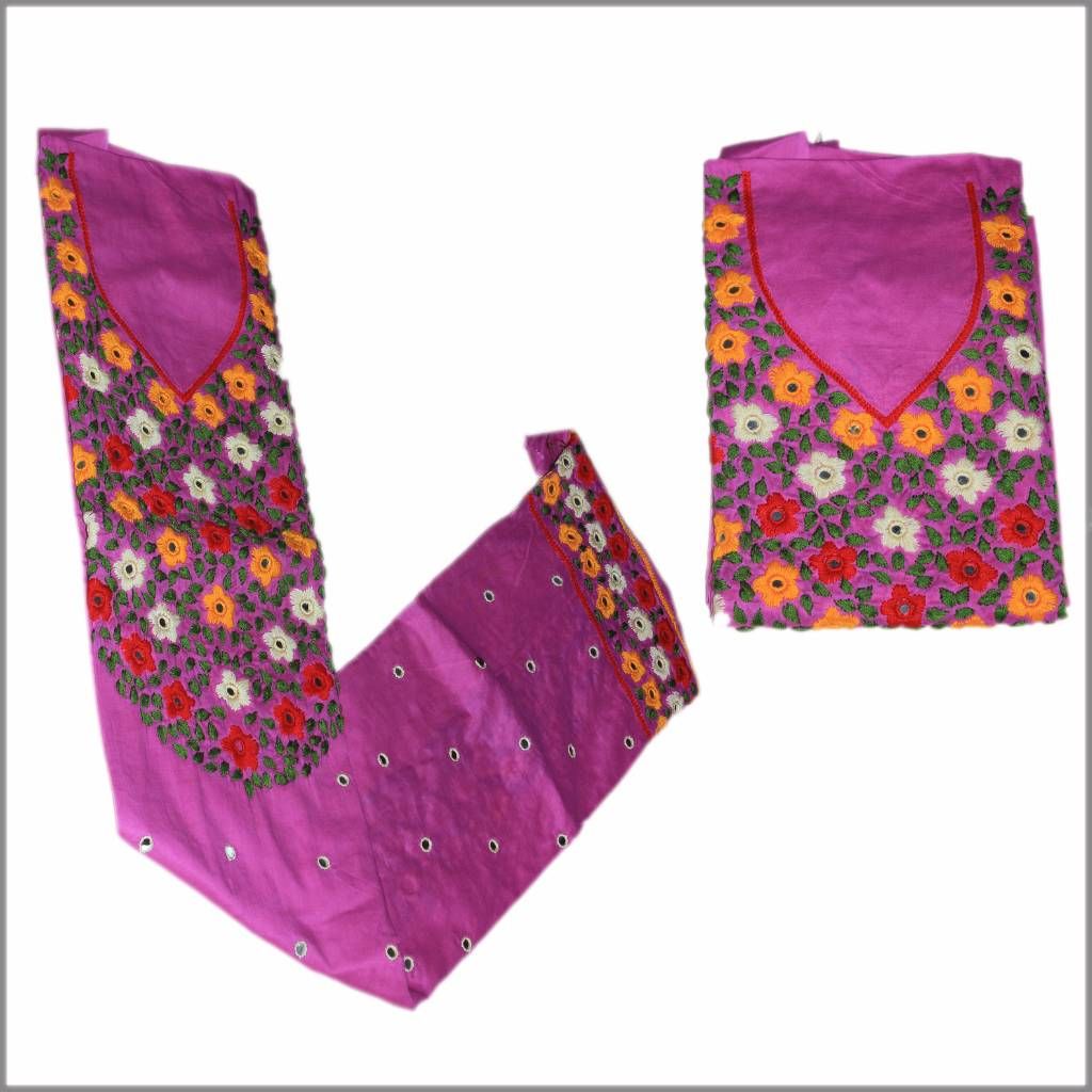 Purple unstitched cotton single kameez