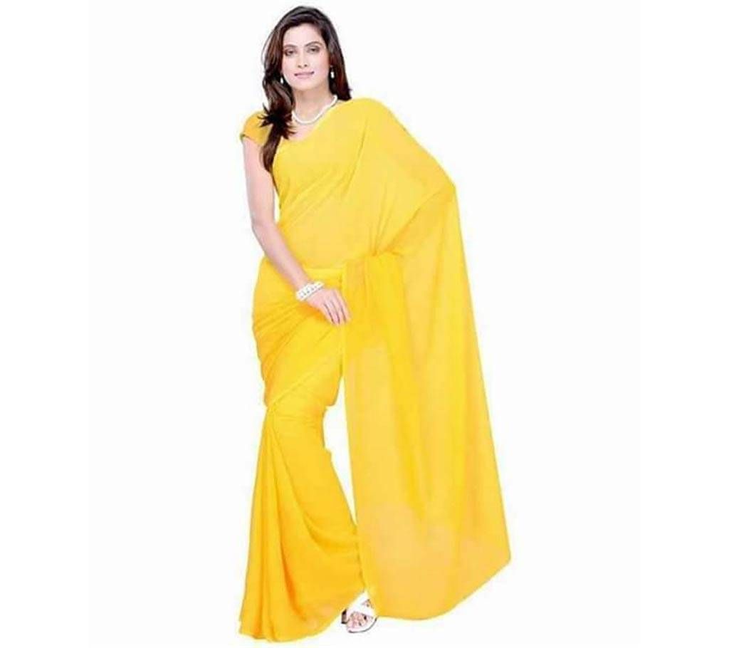 Solid Color Georgette Saree