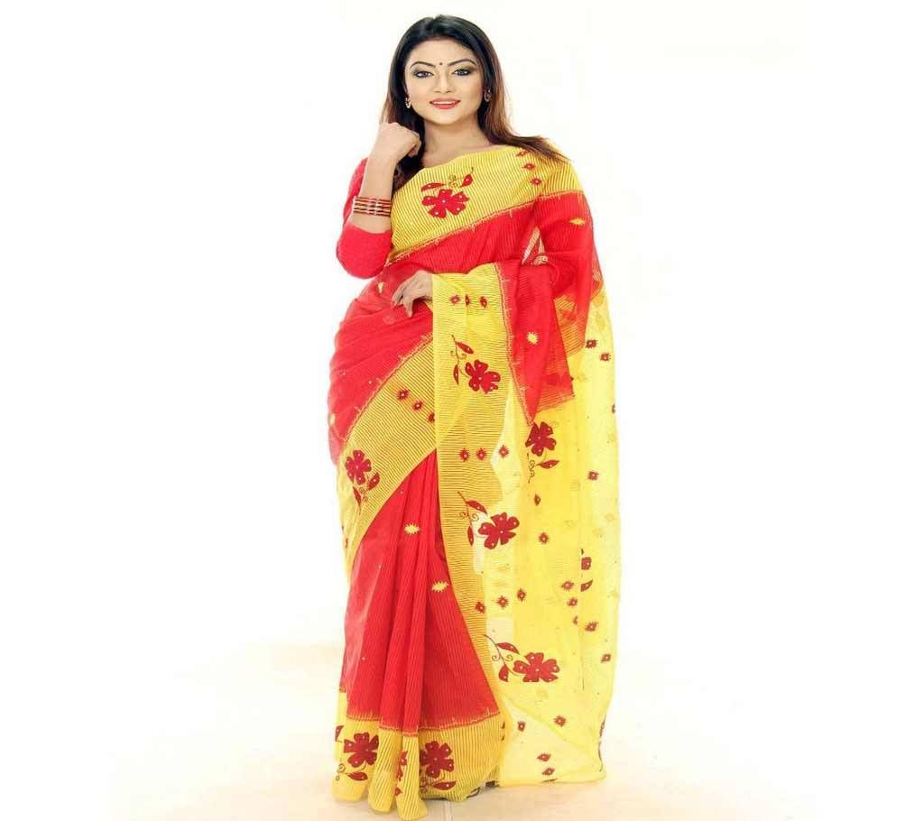 Red and Yellow Silk Sharee