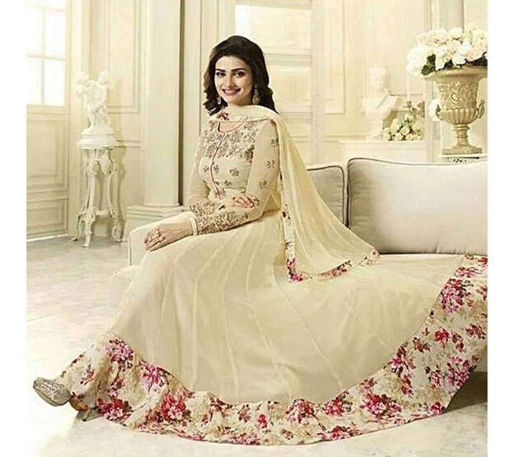 Unstitched Cornsilk Embroidery Georgette Gown (Copy)