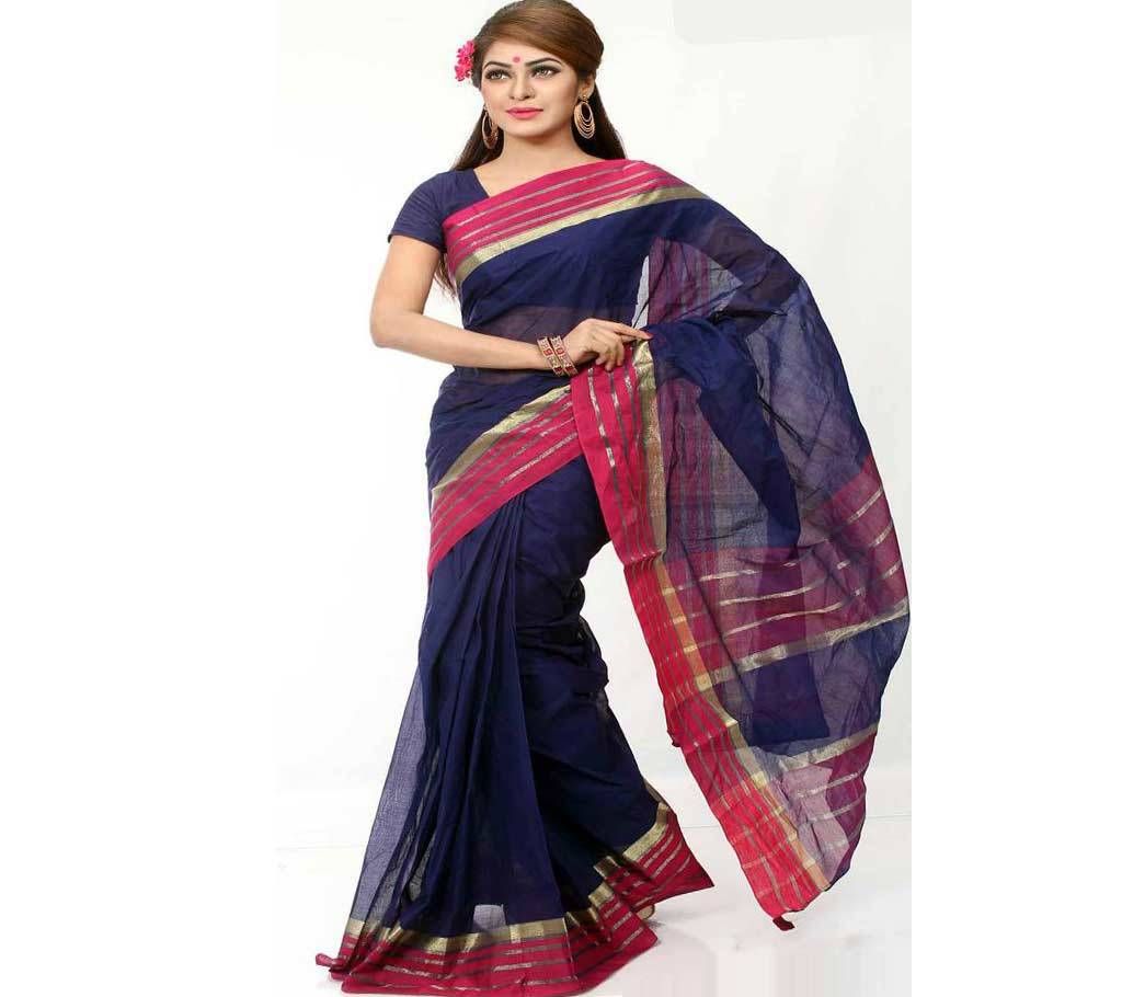 Navy Blue Taant Cotton Saree 