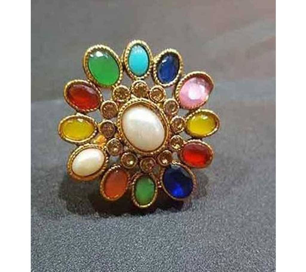 Gold Plated Indian Adjustable Finger Ring - PRJ 57