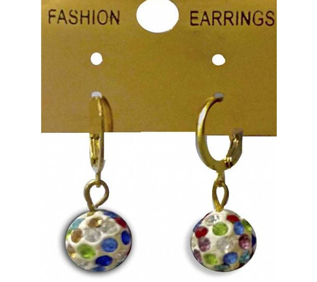 Multi color ball crystal earring