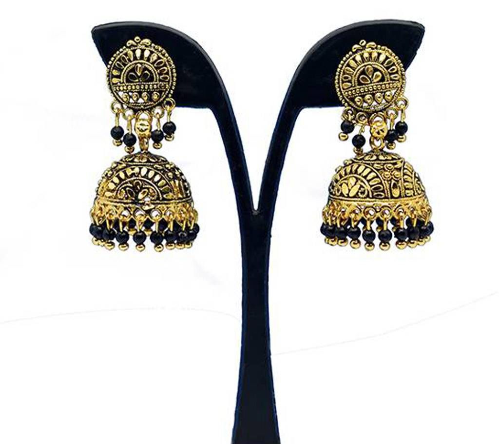 Black Pearl Gold Plated Indian Earring For Women