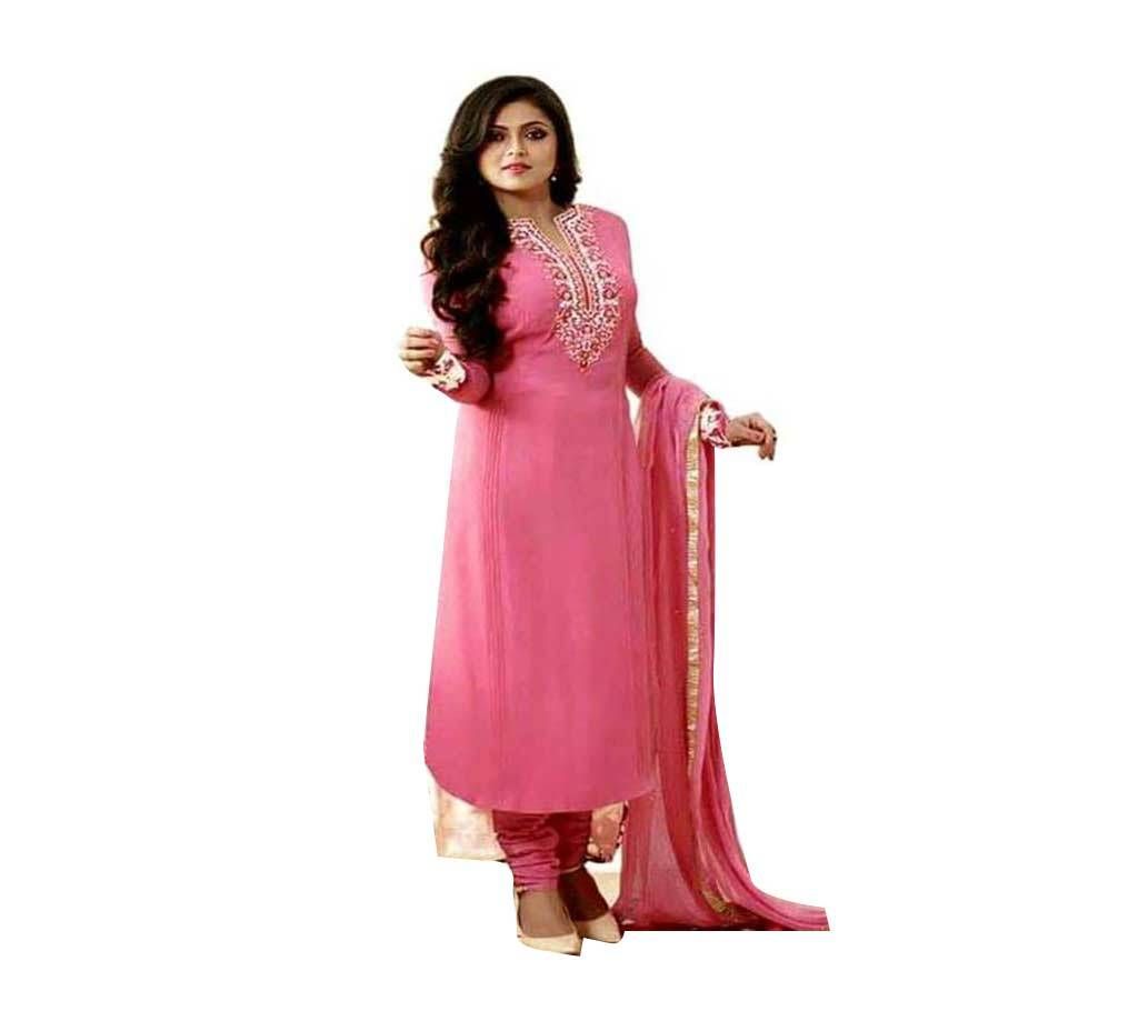 Unstitched Pink Cotton Printed Shalwar Kameez for Women