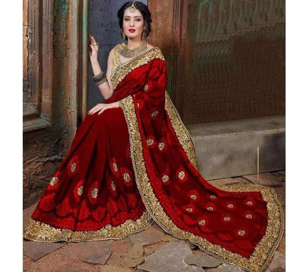 Indian Maroon Georgette Saree For Women