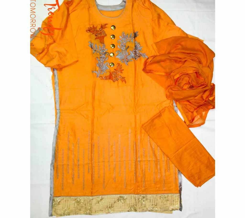 Unstitched Linen Embroidered Three Piece 
