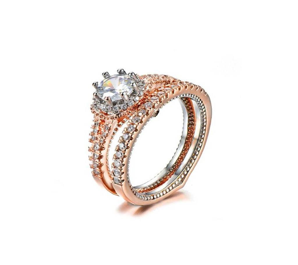 Female White Stone Finger Ring Set (Size:8)