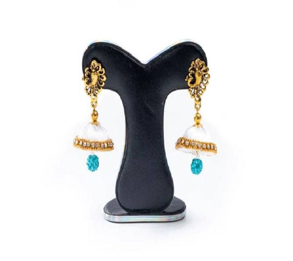 White Color Silk Thread Earring