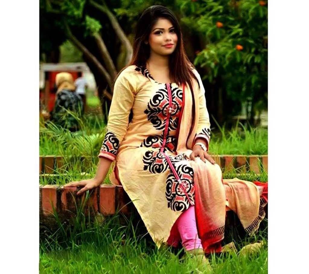 Unstitched Cotton Block 3 piece
