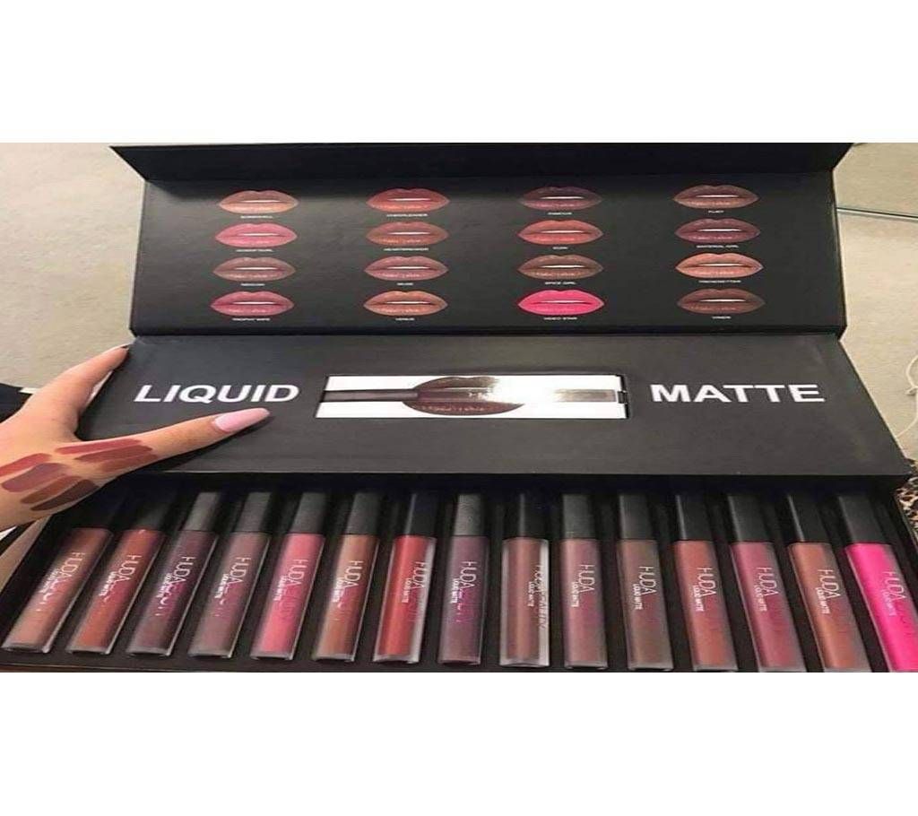 Huda Beauty Liquid Matt Lipstick - Set of 16 Pieces (Malaysia)
