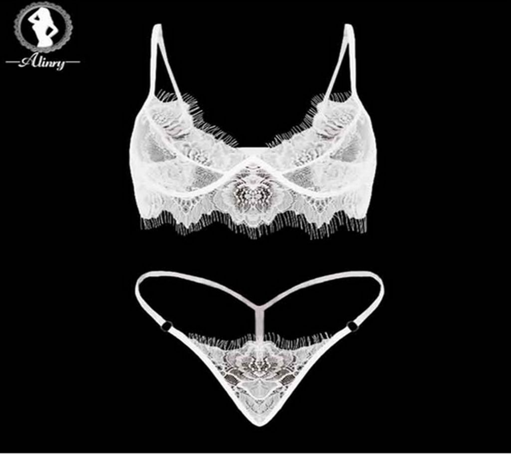 Bra set lace transparent push up women lingerie