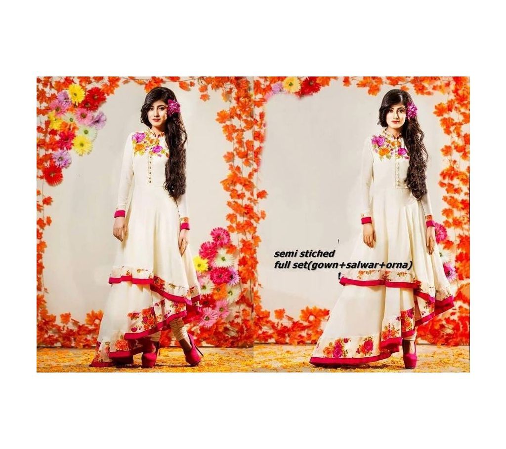 Unstitched WHITE Salwar Kameez For Women
