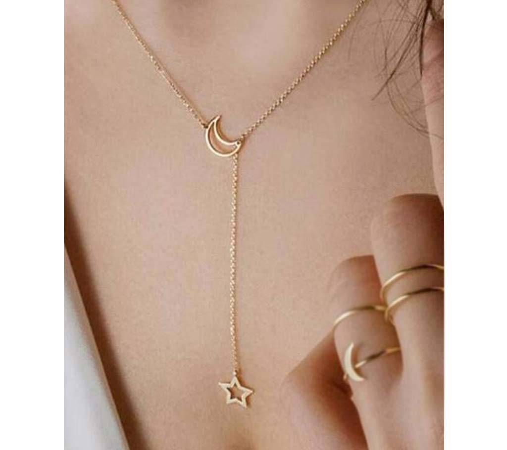 Simple Star Moon Pendant Necklace For Women