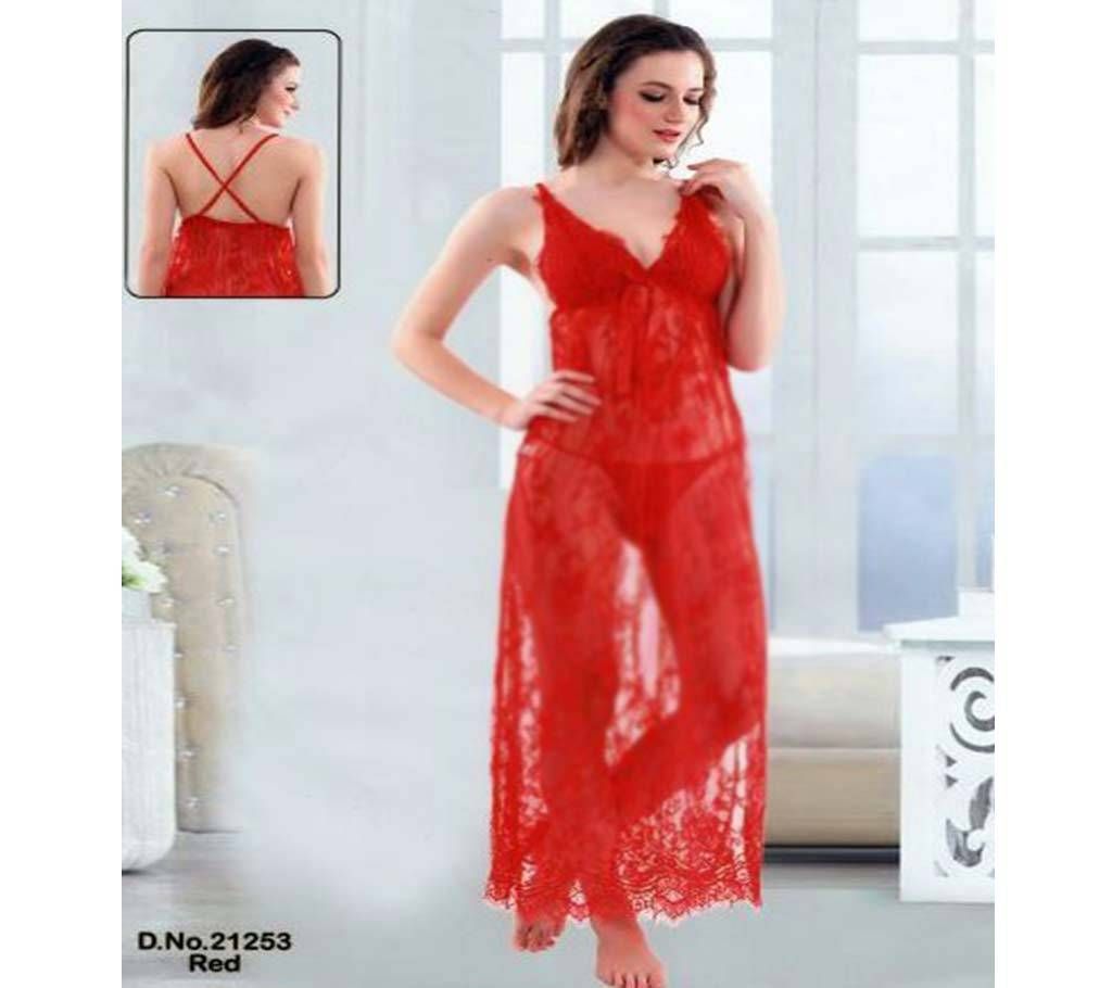 Fashionable Short Night Dress-21253 Red