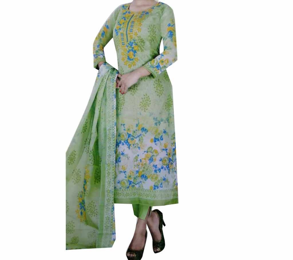 unstiched printed cotton Printed Three Piece 