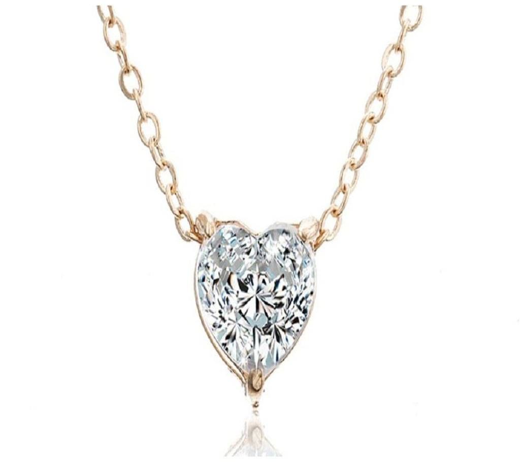Crystal Pendant Neklace For Women Golden Color Simple Short Chain Shiny Heart Fashion Necklace For Wedding Birthday Gift X41