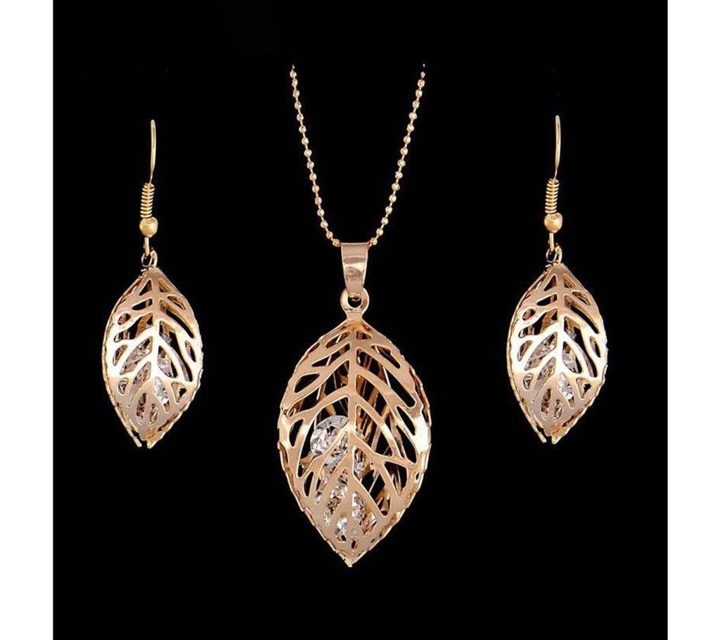 Hollow Leaf Jewelry Sets Simple Crystal Drop Earrings