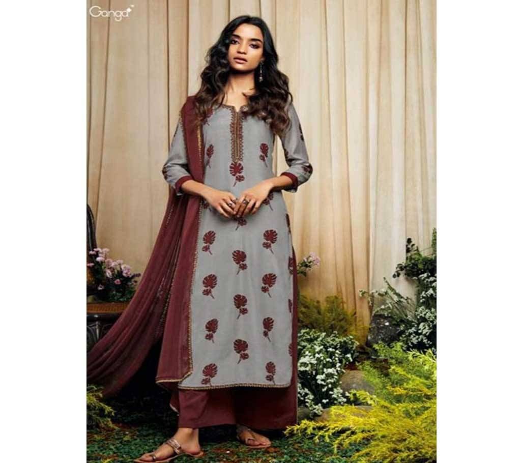 Unstitched Ganga Amoret Pure Bemberg Silk Printed - 7131 - SST