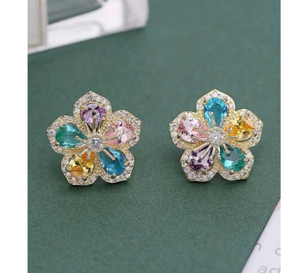 Rhinestone Cute Flower Stud Earrings for Women