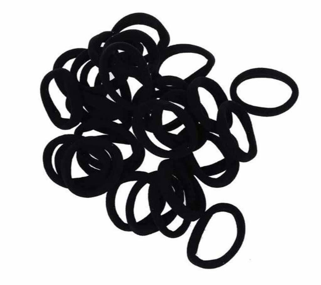 50Pcs Black Elastic Rubber HairBand Ponytail Holder for Women