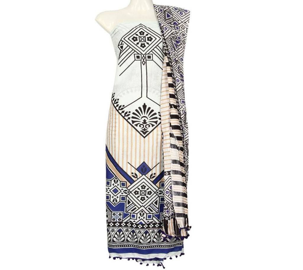 Latest white and Block Printed 2 Piece Salwar Kameez for Women-free size