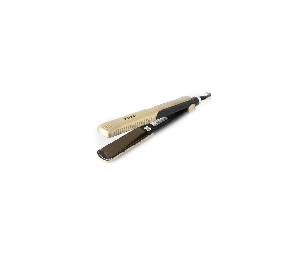 Kemei KM-327 Hair Straightener Machine - Gold