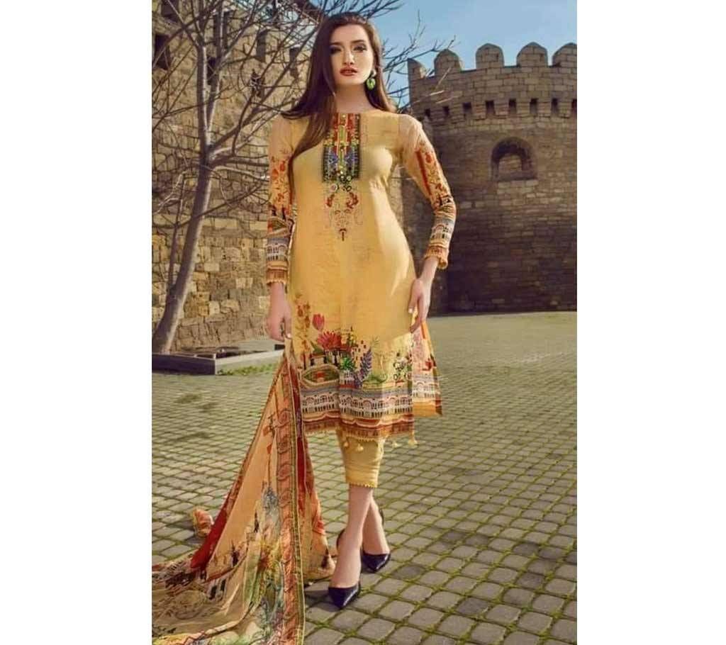 Unstitched Indian kashmiri amdrodary Design Three-Piece 06