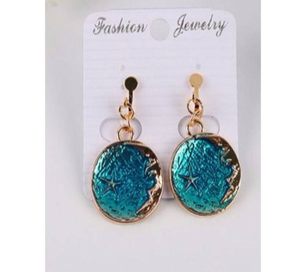 Enamel Blue Star Moon Cute Drop Earrings For Women