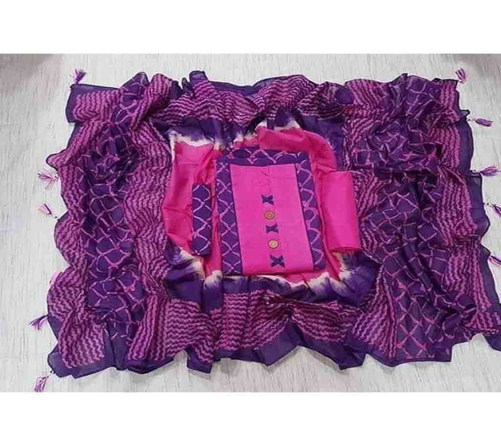 Unstitched Bexi Voil Leach Vegetable Batik Three Piece For Women-10