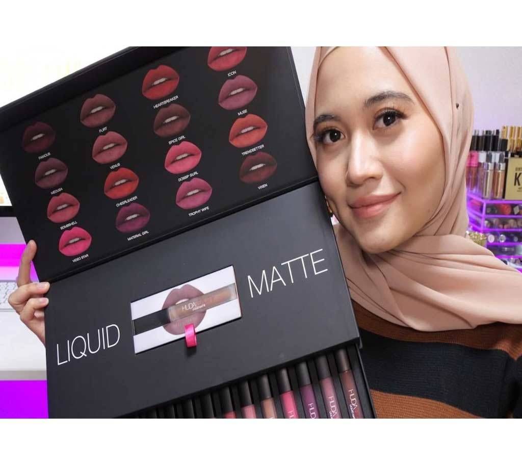 Huda beauty Combo Liquid Matte Lipstick Set Of 16 Piece