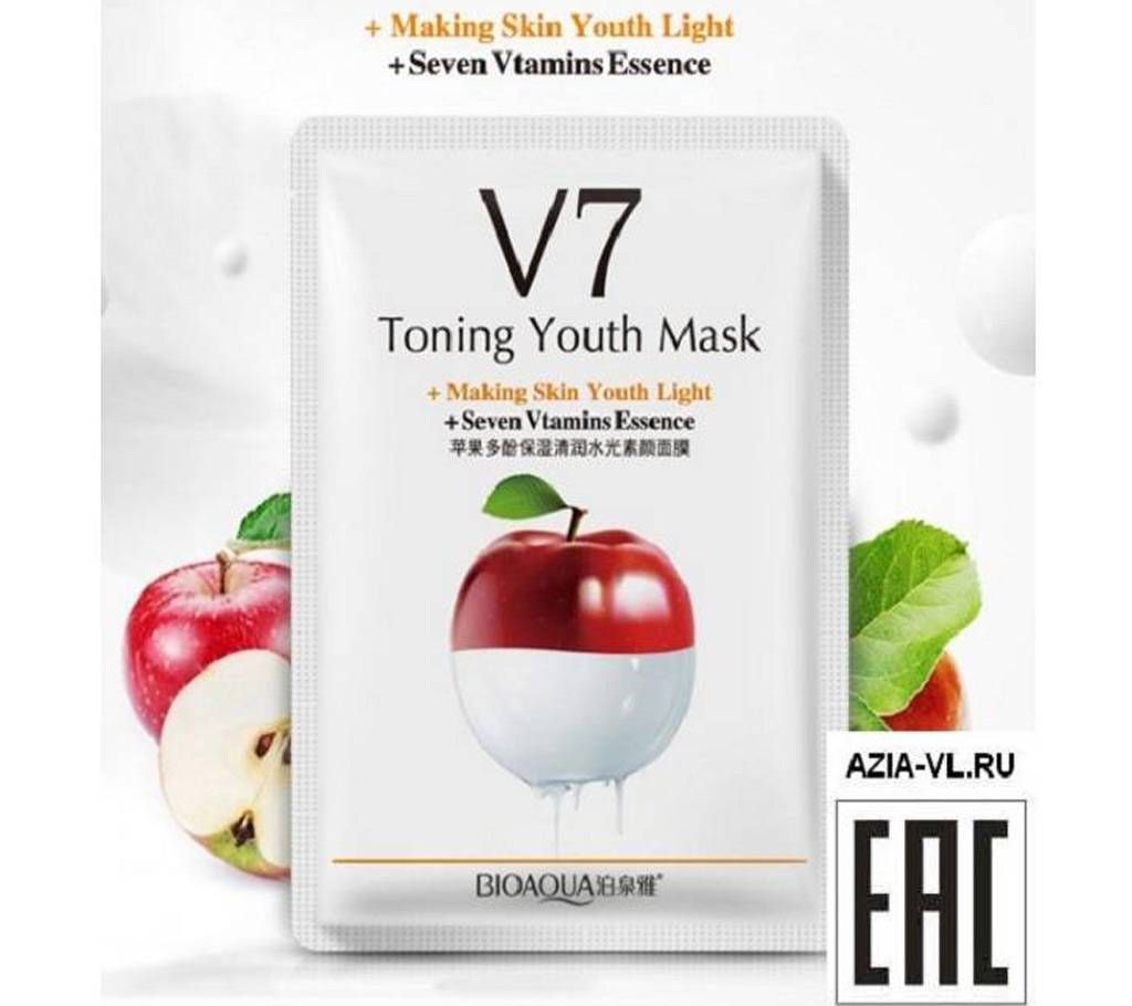 BIOAQUA Fruit V7 Toning Youth Facial Mask Moisturizing Oil Control Hydrating Nourishing Face Mask Wrapped Mask Skin Care, 30 gm, China