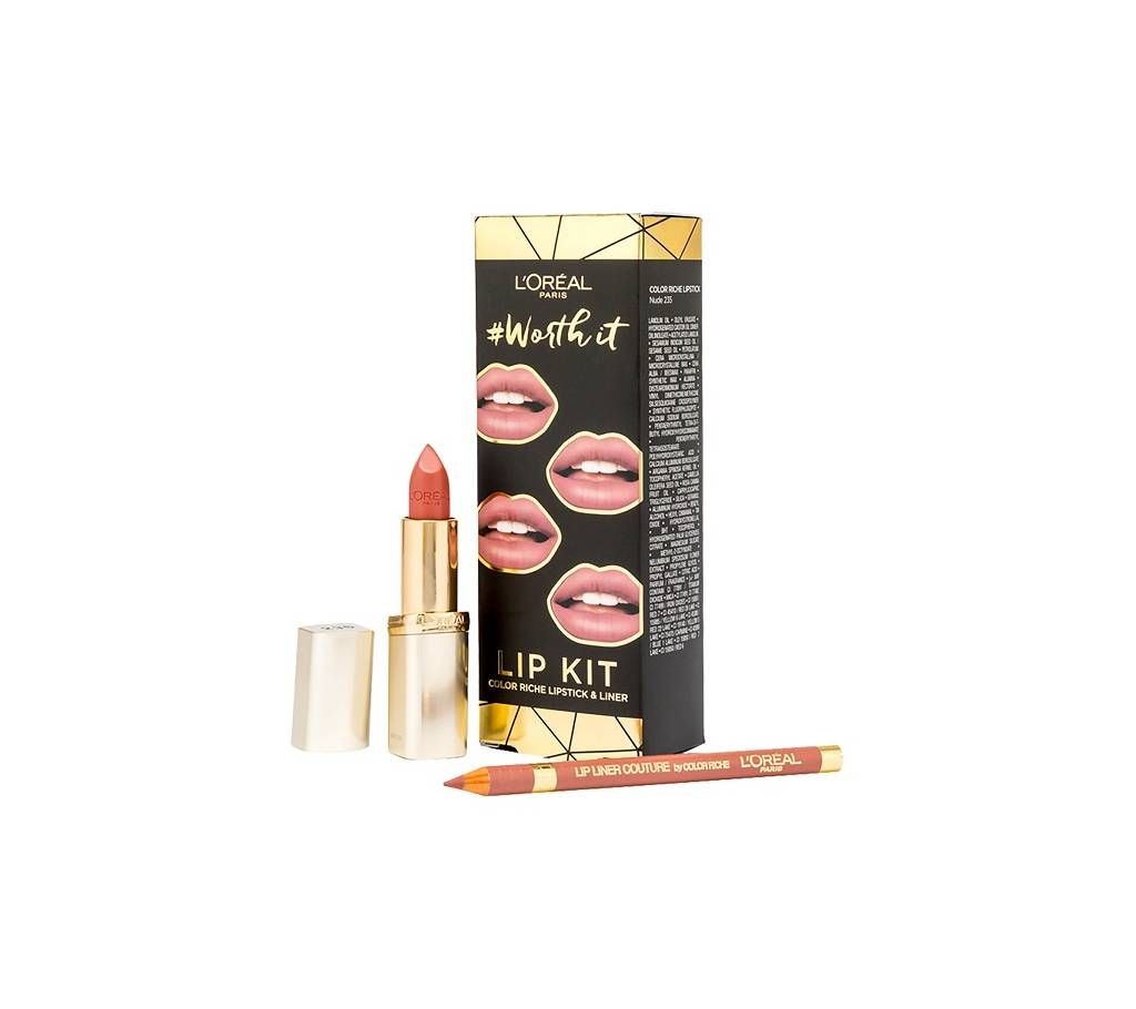 L'Oréal Paris Worth It Nude Lipstick and Liner Lip Kit - France