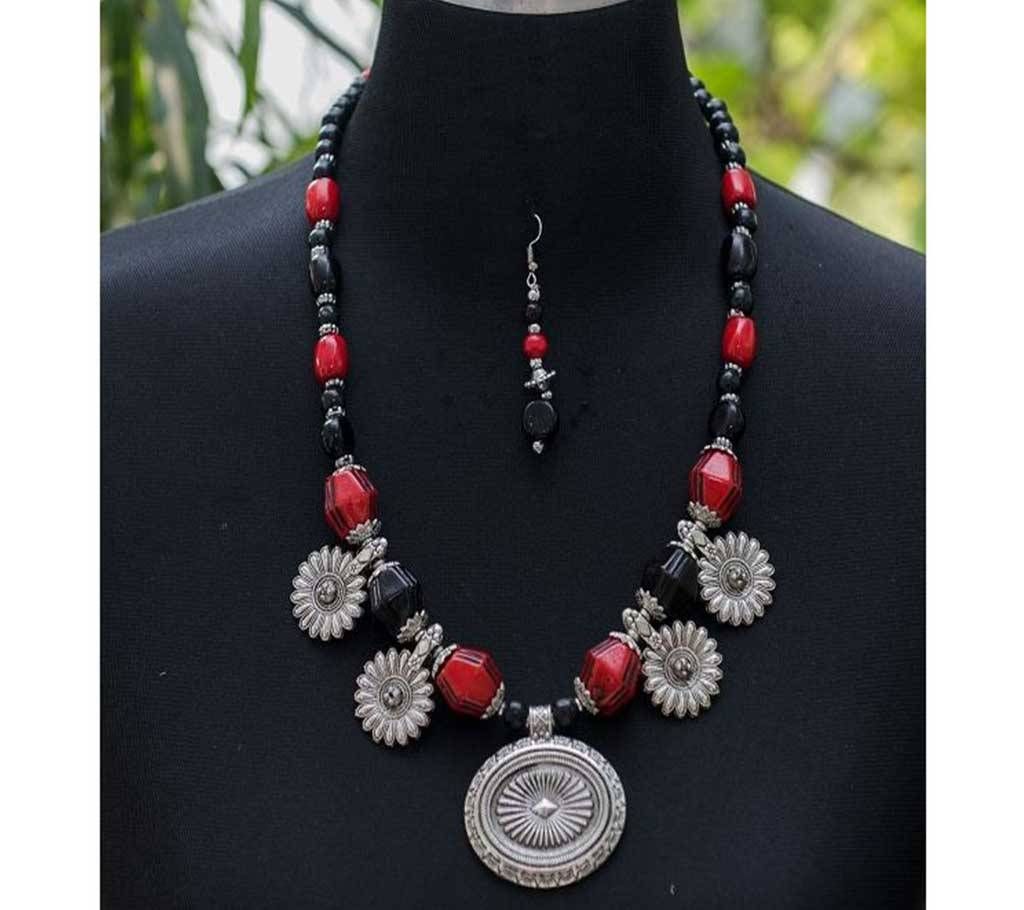Beautiful Round Locket Multi Design Stone Chain Necklace with Earring code-(C-SU446)