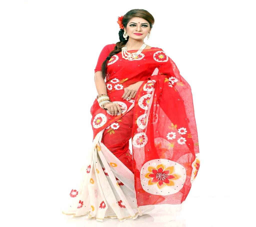 Gold Plated Chute free with Baishakhi Hand Print Cotton Sari