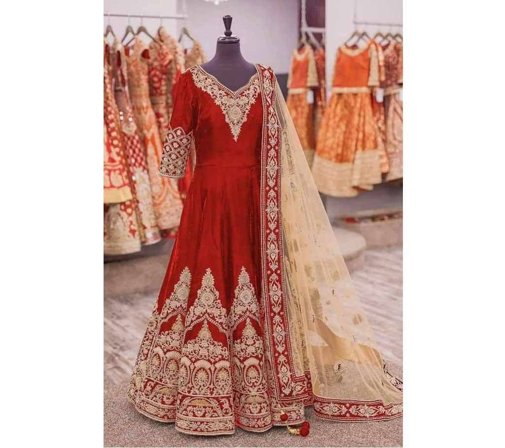 Semi Stitched Banglori Silk Indian party gown dress