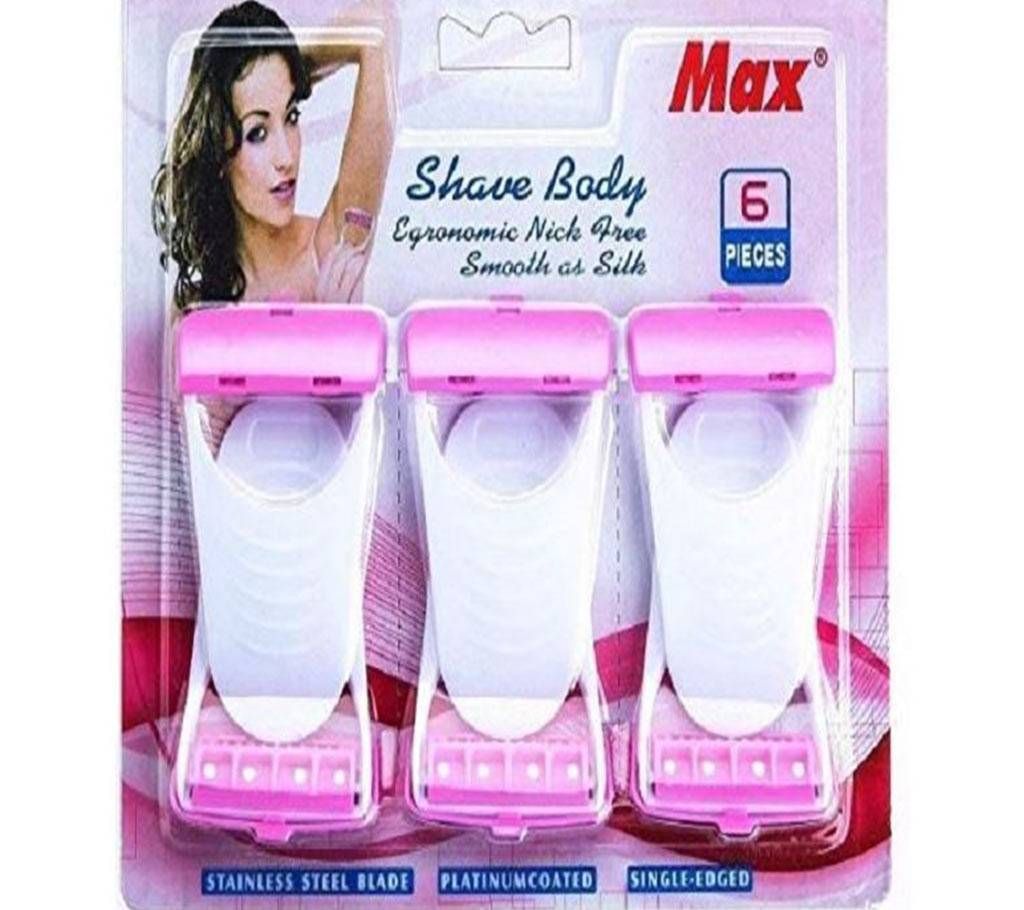Max Disposable 6 Blades Shaving Razor for Women (Pink)