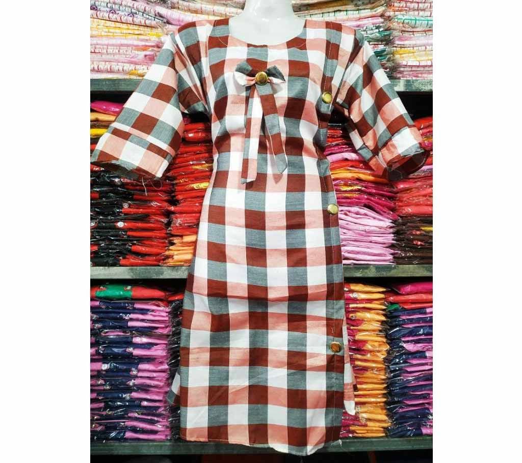 Cotton Check Ladies Tops 